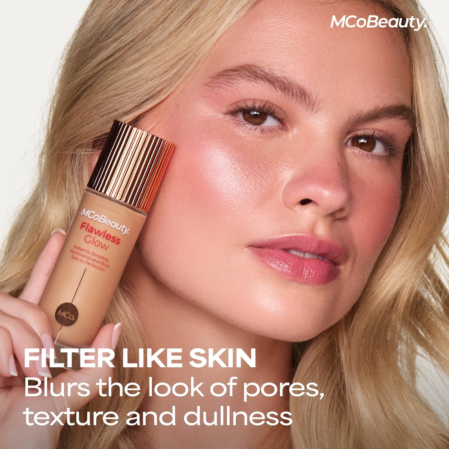 MCoBeauty Flawless Glow Luminous Skin Filter - 3.5 Light Medium - 4-in-1 Primer, Highlighter & Foundation Booster - Dewy Illuminating Tint Face Makeup with Squalane Vitamin E - Vegan & Cruelty Free