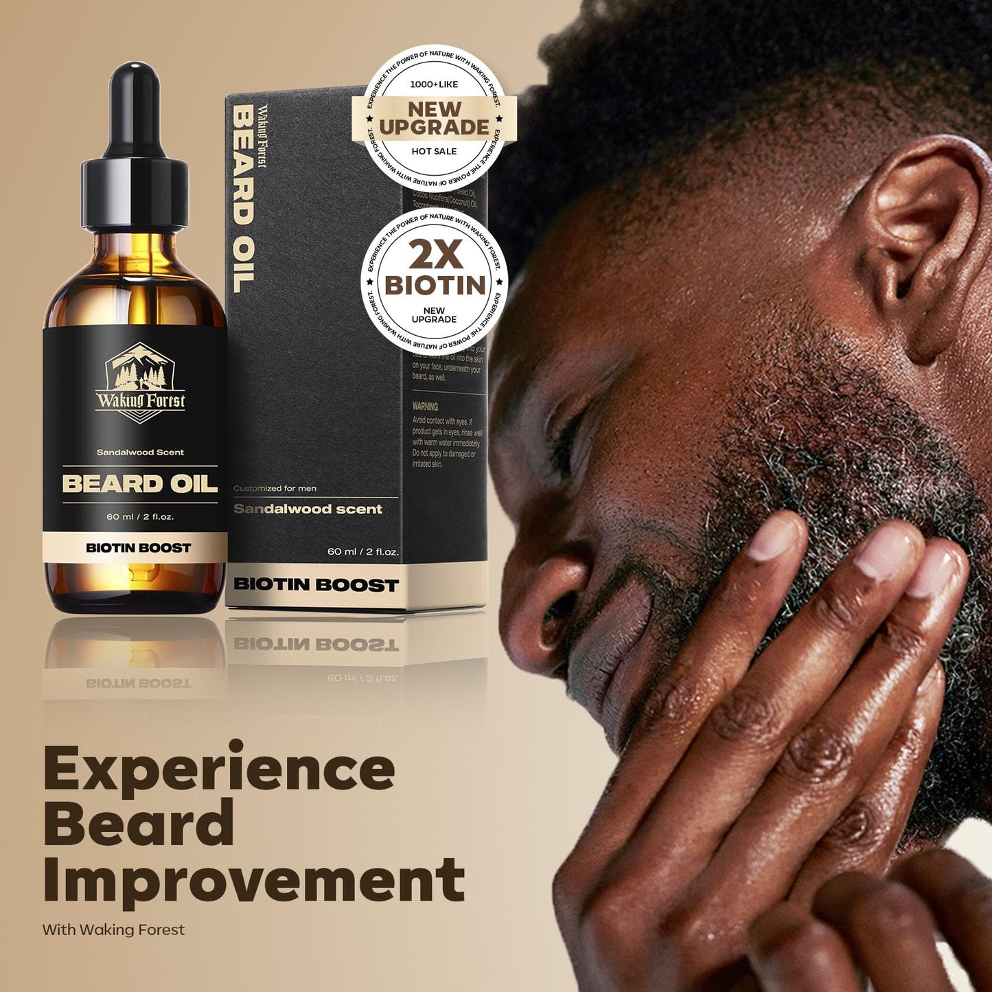 Waking Forest Beard Growth Oil with Biotin Bundle with Beard Oil Sandalwood