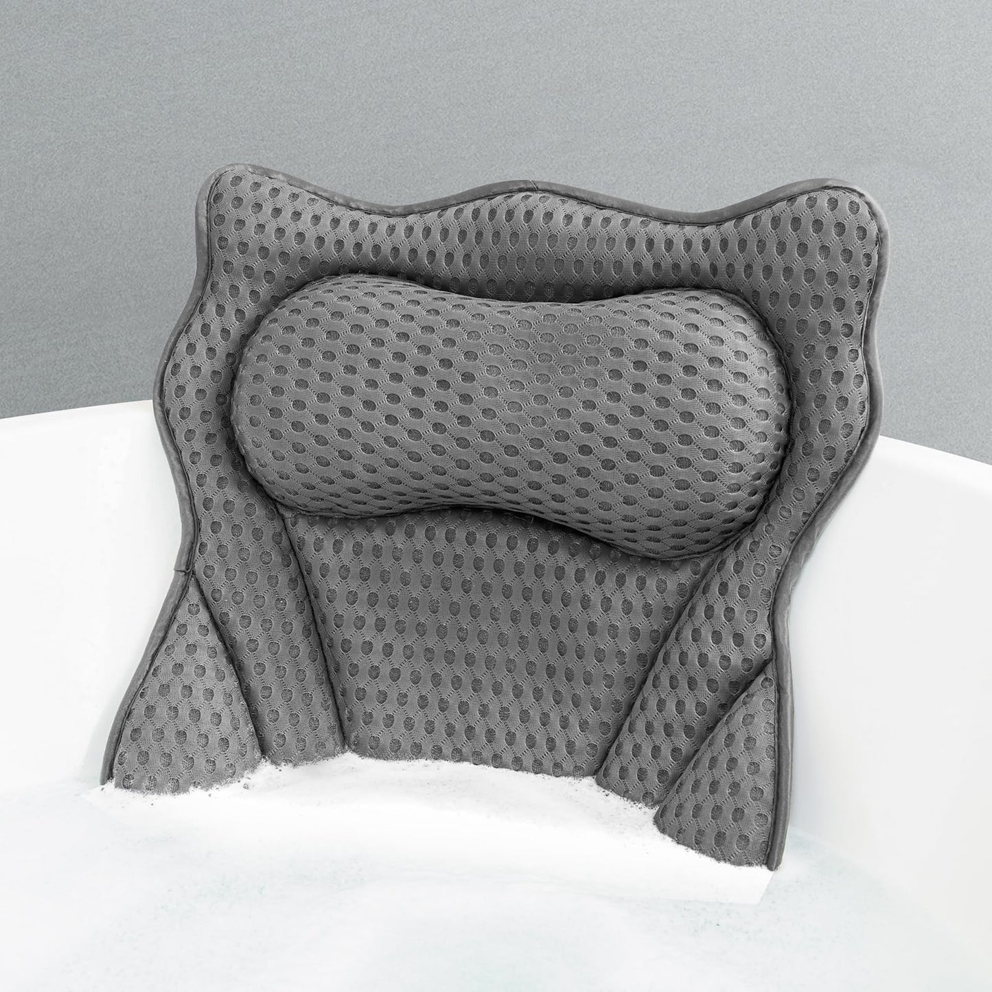 MTDLYICE Bath Pillow, Bath Pillows for Tub Neck and Back Support, Soft 4D Air Mesh Bathtub Pillow 16.5 x 17.3 INCH, with 6 Powerful Suction Cups, Bath Accessories Relaxing Gifts for Women (Lake Blue)