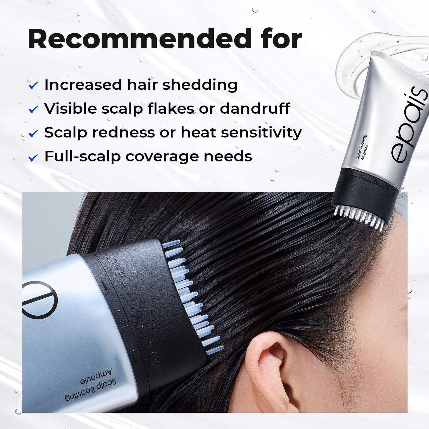 EPAIS Scalp Boosting Serum, Comb Applicator Scalp Ampoule with 38 Brush Tips, Clinically Tested Dandruff & Flake Reduction, Biome PDRN Exosome, Korean Hair Care, 5.07 fl.oz.