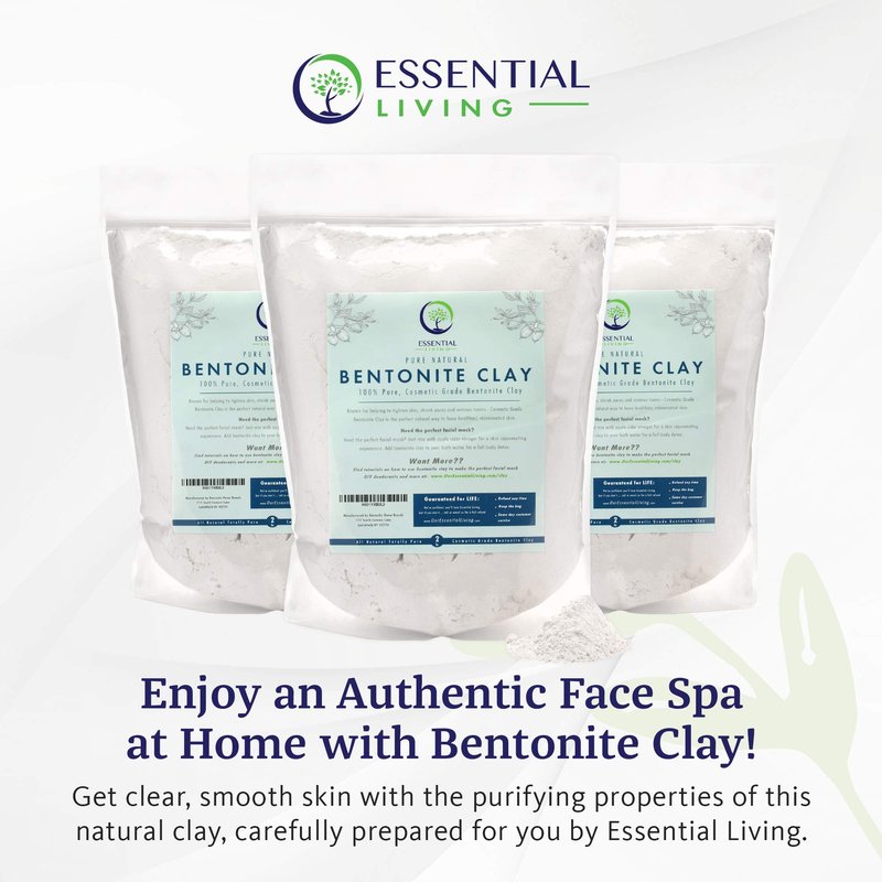 Essential Living: Bentonite Clay Powder - All-Natural DIY Skin Care Facial Mask for Deep Cleansing, Acne and Chapped Skin - 2 lbs. - Suitable for All Skin Types - No Additives - Cosmetic Grade