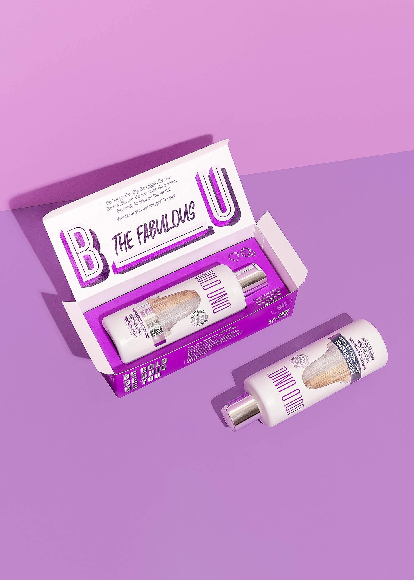BOLD UNIQ Purple Shampoo & Conditioner Duo - Eliminates Brassy Yellow Tones. Lightens Blonde, Platinum, Ash, Silver and Grays. Paraben & Sulfate Free, Vegan and Cruelty Free.