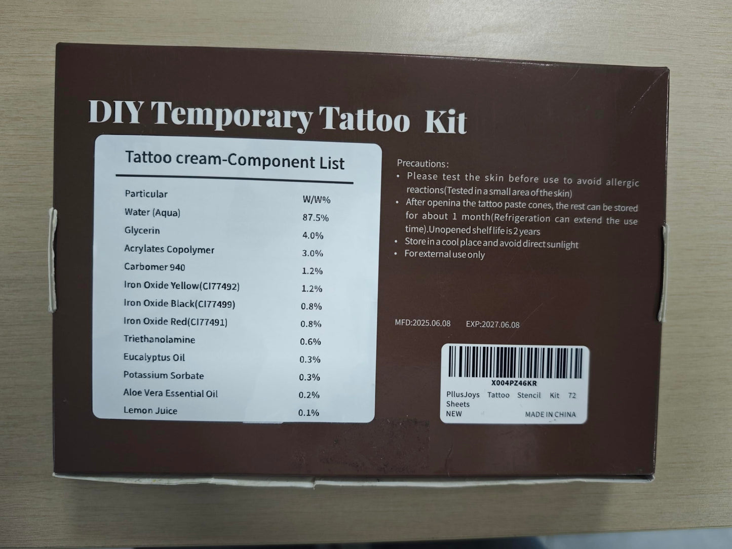 Temporary Tattoo Stencil Kit 10 Sheets, 6 Pcs Tattoo Cones 3 Color (Black/Brown/Cherry Red) with Brush/cotton swabsTool, Art Skin Painting Designs for Women Men DIY Gifts