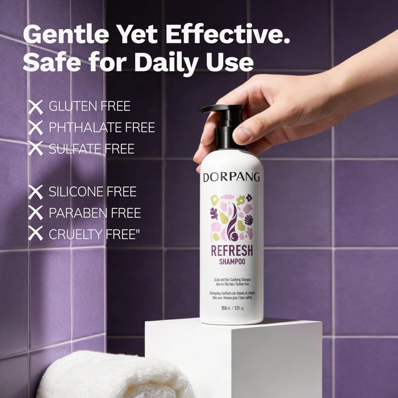 DORPANG Dandruff Shampoo for Oily Hair, Anti Dandruff and Oil Control Treatment Refresh Shampoo, Sulfate Free Daily Scalp Care, 355ml (12 fl oz) Floral Scent