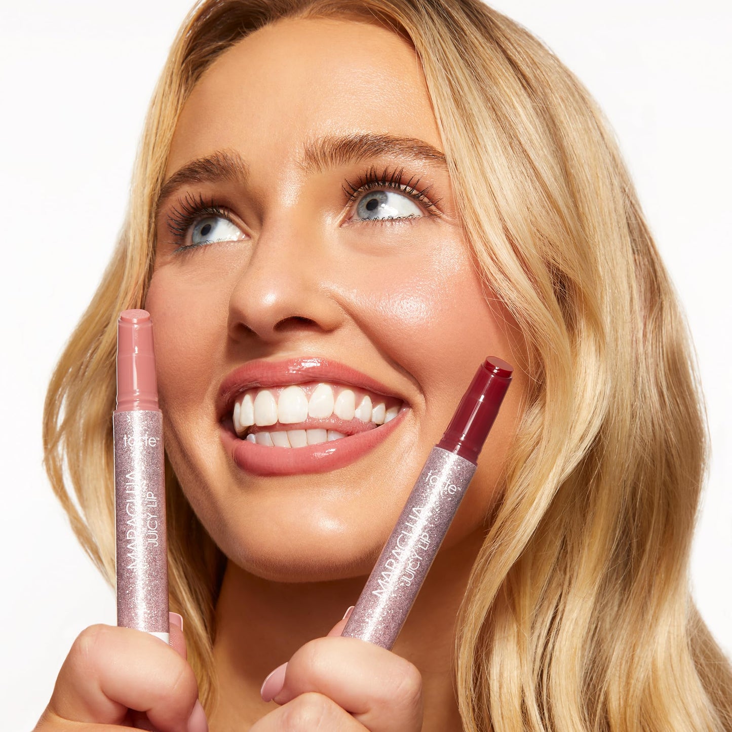tarte maracuja juicy lip balm bestsellers duo – Hydrating & Nourishing Lip Gloss Balm with Vitamin E, Vegan & Cruelty-Free, full size, rose & passion fruit