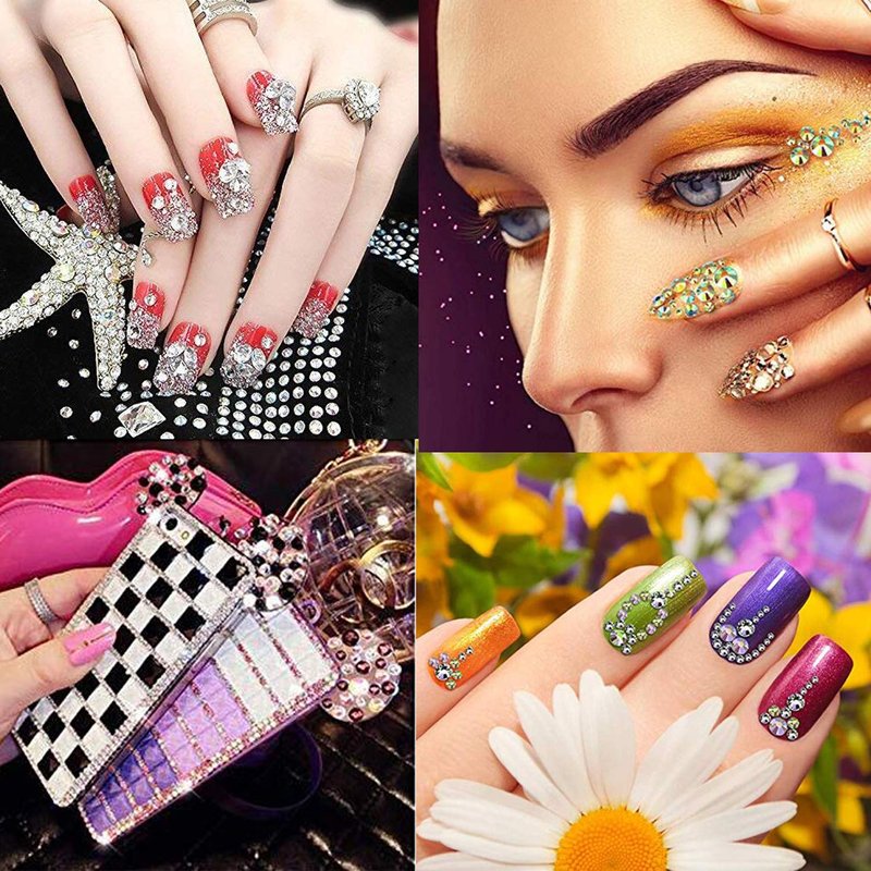 2400Pcs Hotfix Rhinestones Round Shape Flatback Crystal Glass Flatback Nail Art (12 Mixed Colors, 4mm SS16)