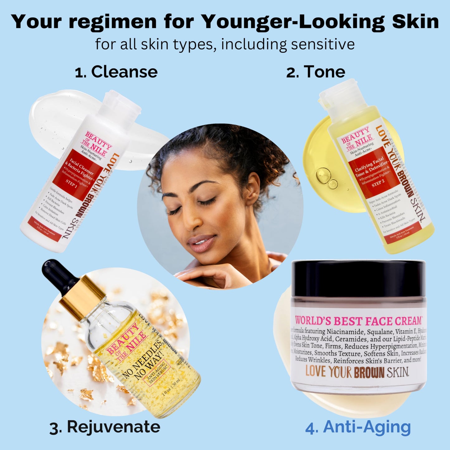 Beauty Of The Nile World’s Best Face Cream™ for Skin-of-Color, Anti Aging Reverse Signs of Aging Hydrates Niacinamide Squalane Hyaluronic Acid, 2 oz