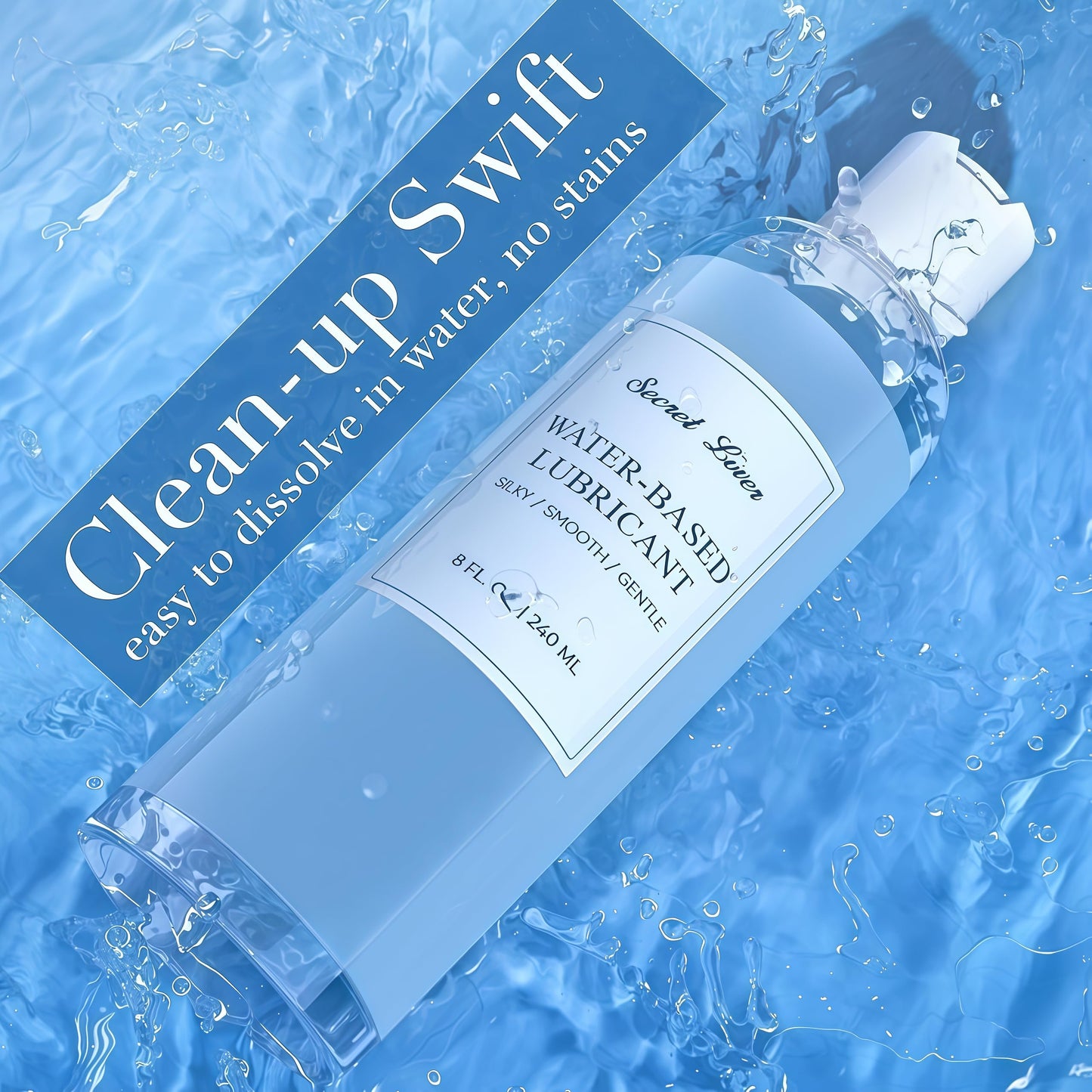 Secret Lover Water-Based Personal Lubricant, Ultra Silky Smooth Long-Lasting Lube for Women, Men, and Couples, Natural Ingredients Non-Staining, 8 Fl Oz