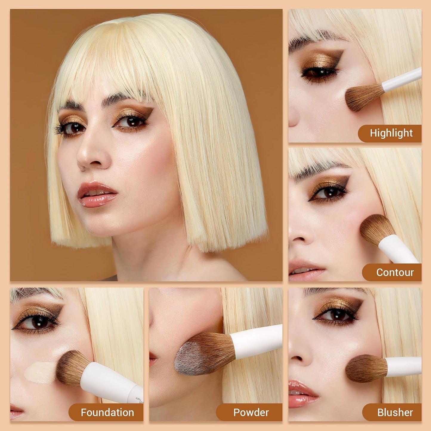 Face Makeup Brushes Set - 5-Piece Professional Makeup Brush Kit for Flawless Application | T493 & T508