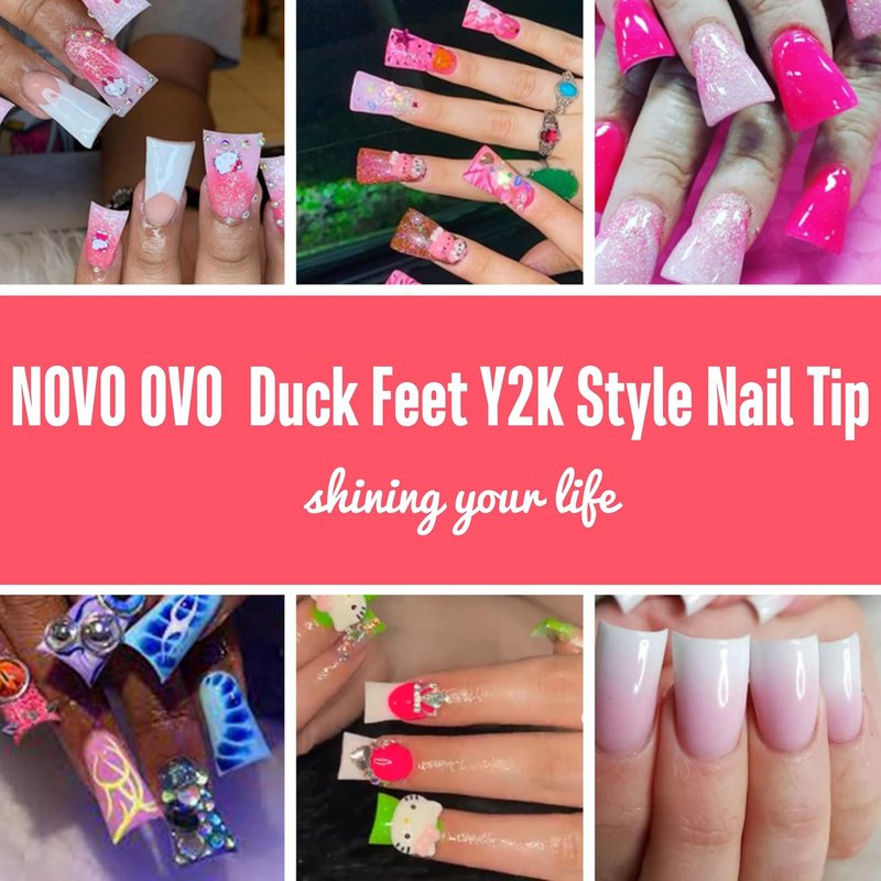 Transparent Duck & Hawk Curved Eagle Claw Nail Tips - 1050 Pcs Half Cover Square False Nails | 2 Sets of 550 & 500 Pcs