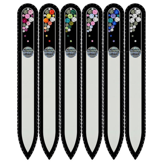 Mont Bleu Gift Set of 5 + 1 Free Czech Glass Nail Files Hand Decorated with Crystals - Gifts for her - Handmade Gift - Czech Tempered Glass - Best Crystal Nail Files for Natural Nails