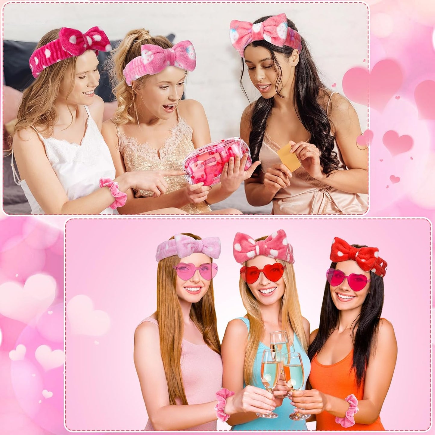 **Galentine's Gift Set - 48 Pcs Pink Makeup Bags, Hair Accessories & Party Supplies for Her | Perfect for Valentine's Day**