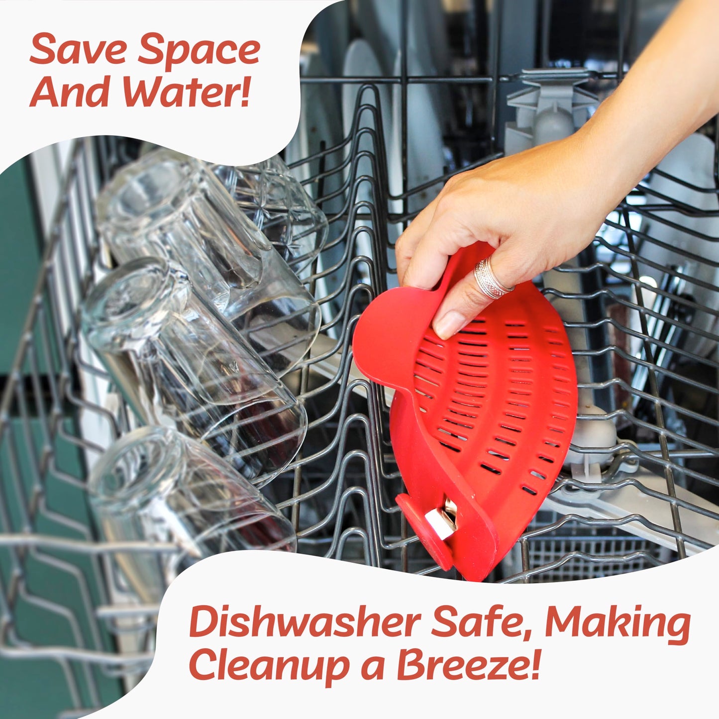 PERFECT PASTA PAL Clip-on Strainer for Pots - Silicone Pasta - Heat Resistant, Space Saving Colander for Kitchen - Dishwasher Safe Pot Strainer - Cooking Essentials and Home Must Haves