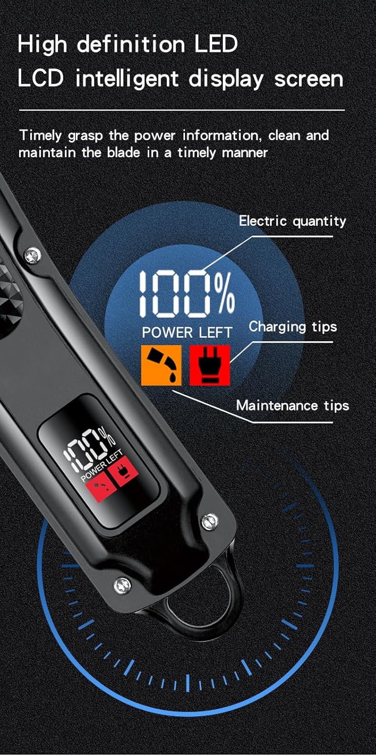 Professional Hair Clipper - LCD Display, 5W Motor, Type-C Charging | Low Noise, Stainless Steel Blade