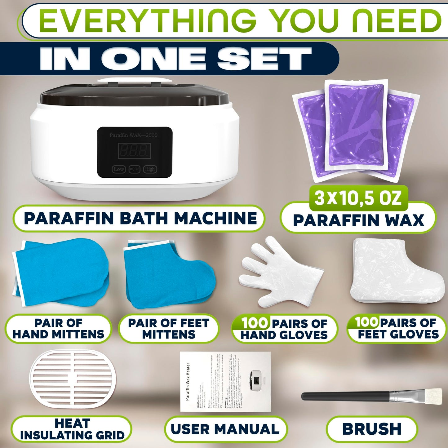 Paraffin Wax Machine for Hand and Feet – Full Set Hand Wax Paraffin Machine 3400ml – Fast Heating, Keep Warm, Adjustable Temperature (Two Modes) for Moisturizing Spa | Soft and Smooth Skin at Home