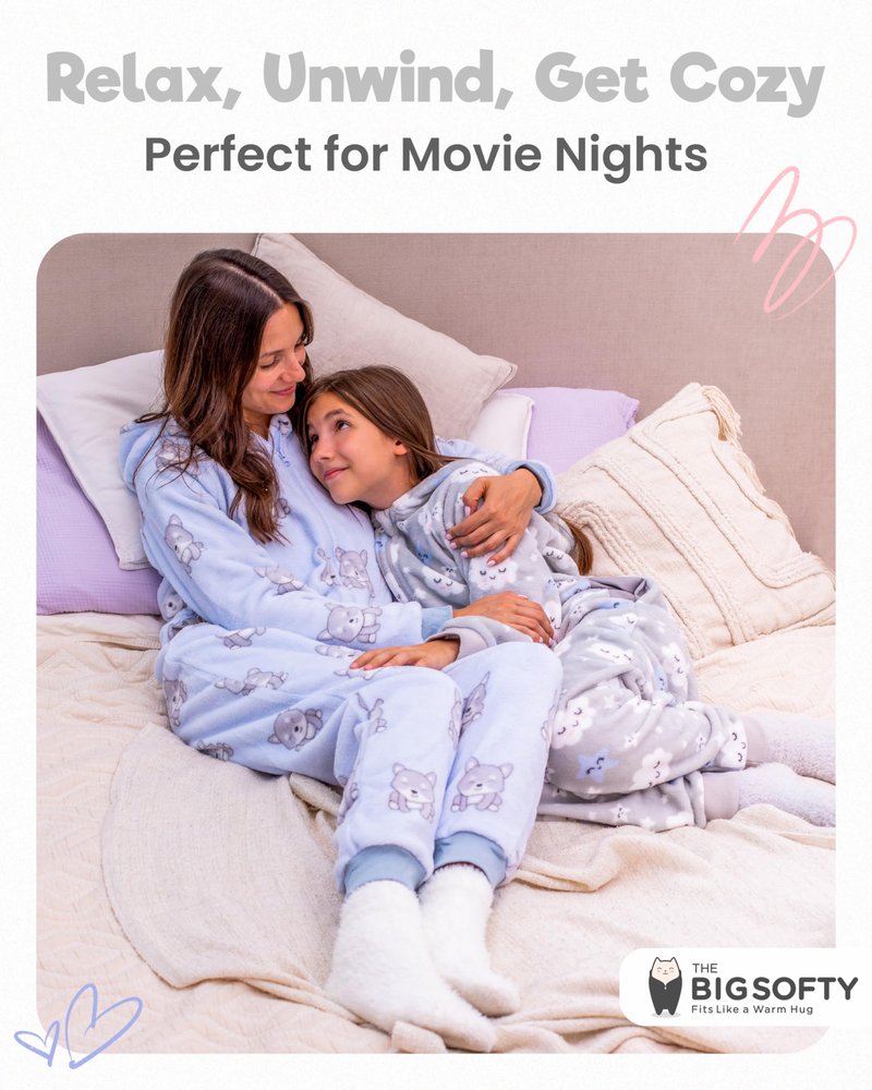 The Big Softy Adult Onesie Pajamas for Women, Cute Onesie for Women, Onesies for Teens, Fleece Teen PJs (Blue Pups, Adult - X-Large)