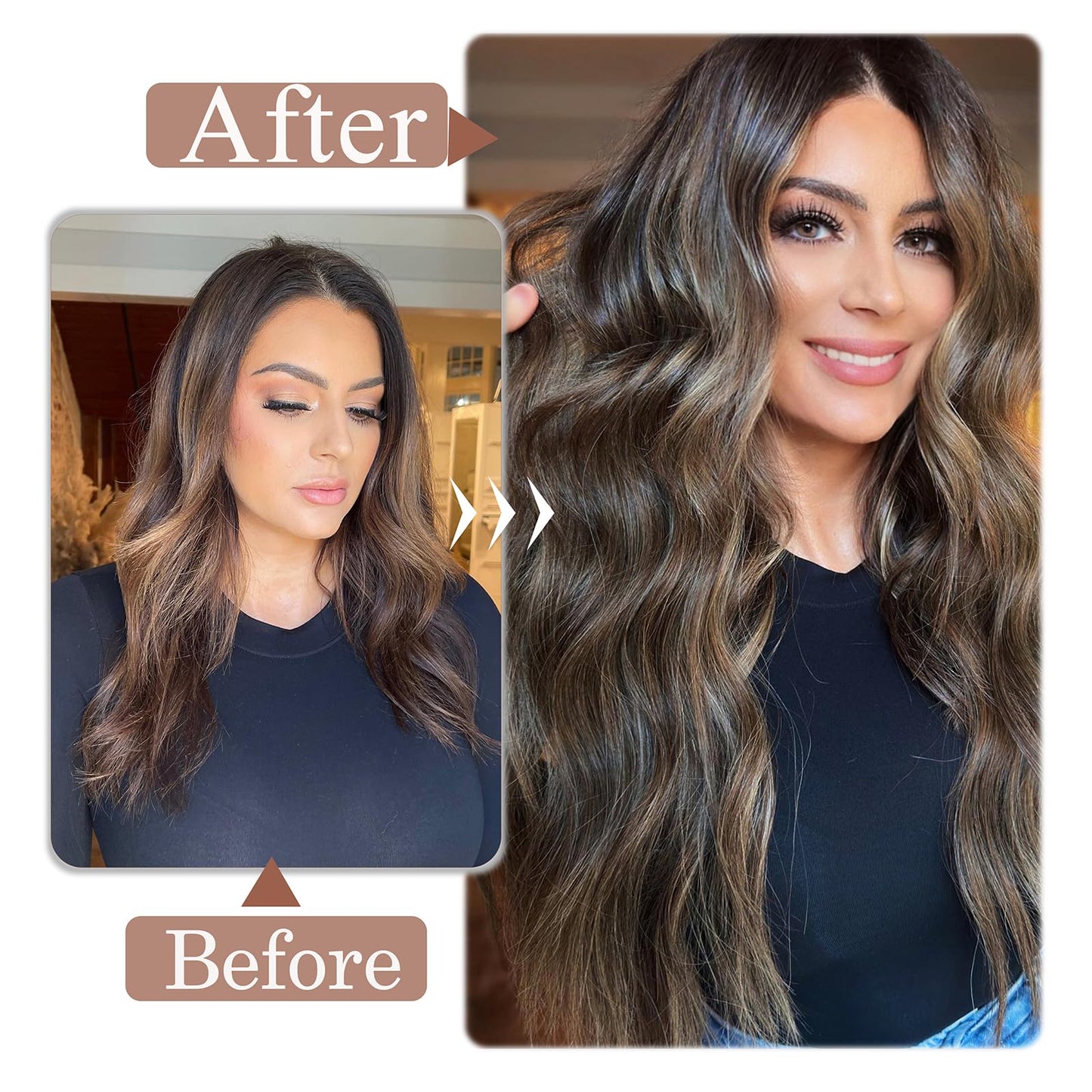 Clip in Hair Extensions Real Human Hair 20 Inch Straight Human Hair Clip in Extensions Balayage Dark Brown to Chestnut Brown Remy Hair Extensions Clip ins for Women 80g/5pcs