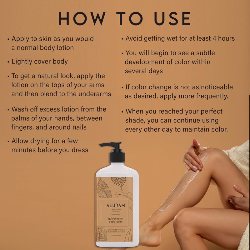 Aluram Golden Glow Body Lotion, Nourishing Radiance & Tone with Squalane & Watermelon Seed Oil, 18 Fl Oz