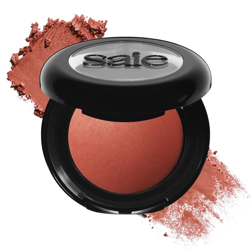 Saie SuperSuede Baked Blush - Talc-Free Powder Blush for Cheeks Infused with Hyaluronic Acid, Glycerin + Squalane - Hydrating Face Makeup for a Natural, Diffused Flush of Color - Ciao (0.1 Ounce)