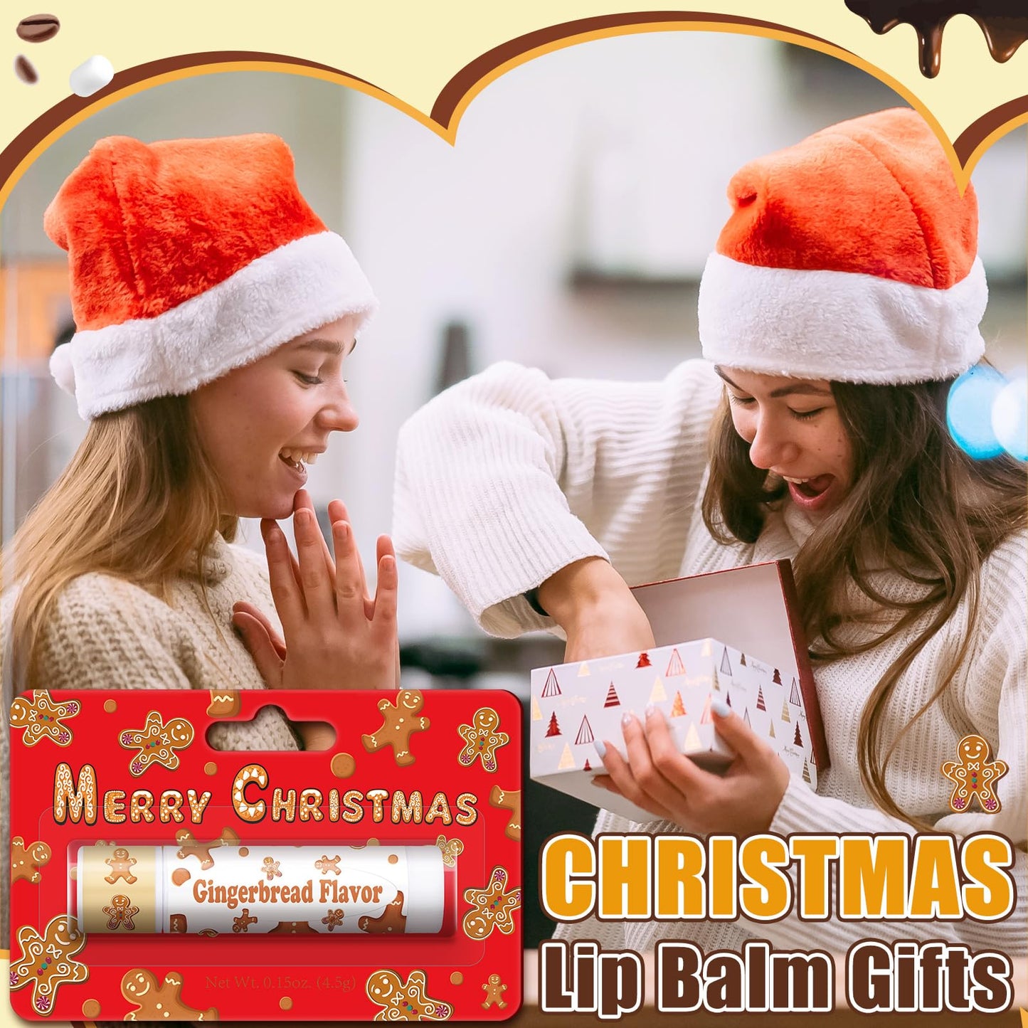 Sacubee 75 Pcs Christmas Lip Balms Bulk Peppermint Candy Flavor Lip Balm Holiday Gingerbread Hot Cocoa Cookie Cinnamon Flavor Christmas Party Gifts Stocking Stuffers for Women Employee Coworkers