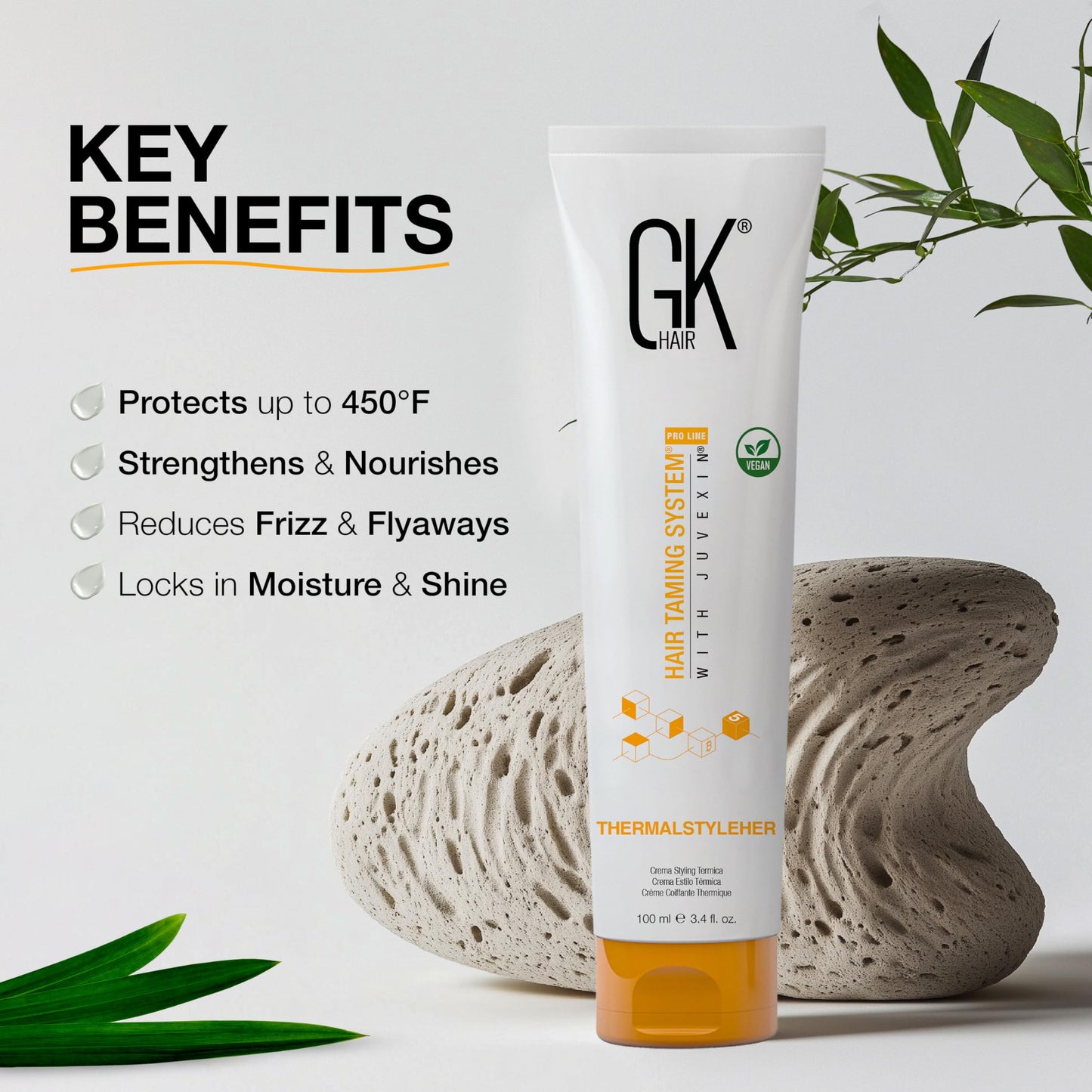 GK HAIR Thermastylher Cream 3.4 oz – Heat Protectant Styling Cream, Blow Dry Cream for Frizz Control, Smooth & Strengthen Hair, Heat Protection for All Hair Types