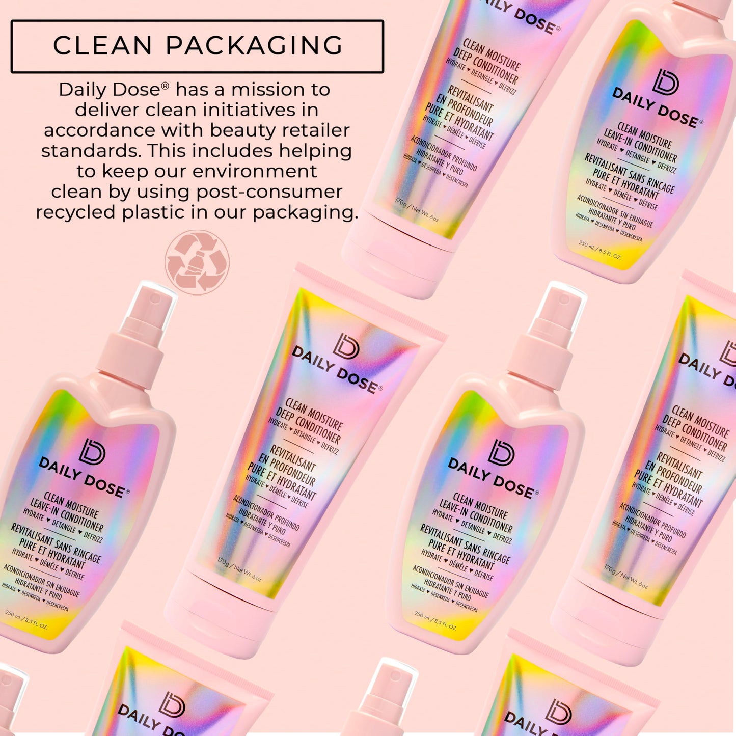 DAILY DOSE Award-Winning Clean Moisture Leave In Conditioner Spray Detangler for Dry, Damaged & Frizzy Hair. Instantly Softens, Smooths & Adds Shine for Kids & Adults. Vegan, Sulfate-Free, Color Safe