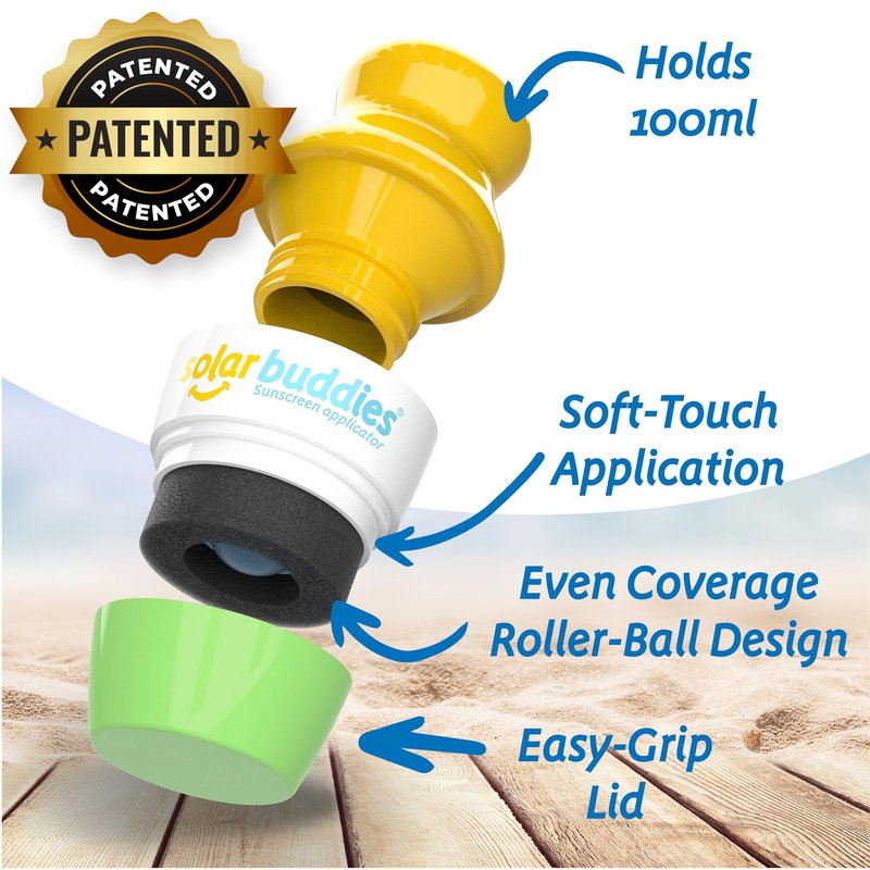 Solar Buddies Sunscreen Applicator - Single Green - Refillable Roll on Sponge Sunscreen, Suncream & Lotion Applicator For Kids, Adults & Families - Holds 3.4fl oz, Perfect Size for Travel