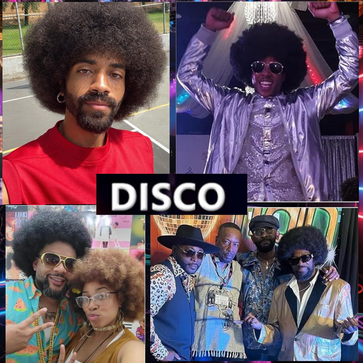 Cariniss 70s Disco Afro Wig - Unisex Large Curly Wig, Perfect for Halloween, Cosplay, Retro Parties, Disco and Clown Costumes (Red)