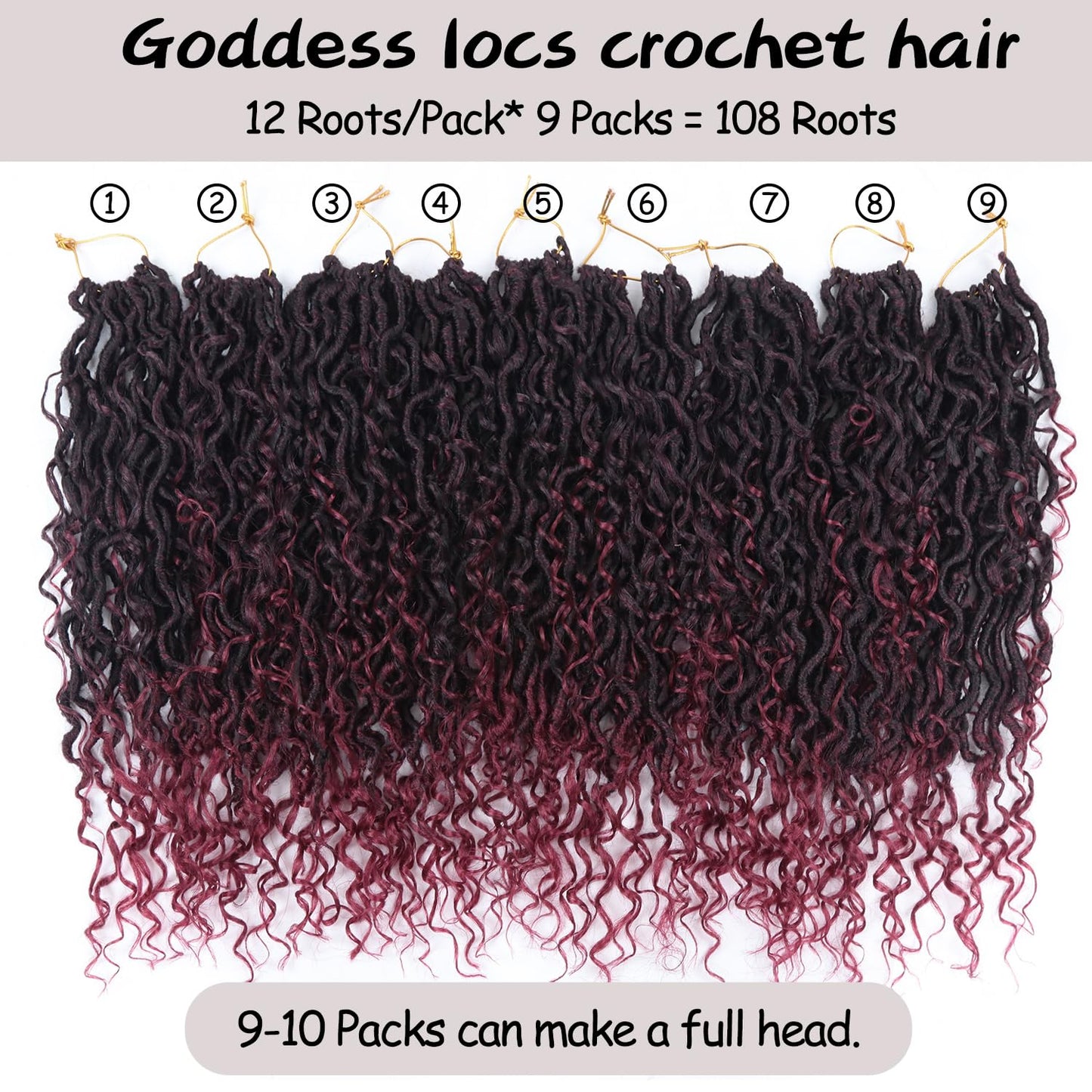 Vemet Goddess Locs Crochet Hair 18 Inch 9 Packs