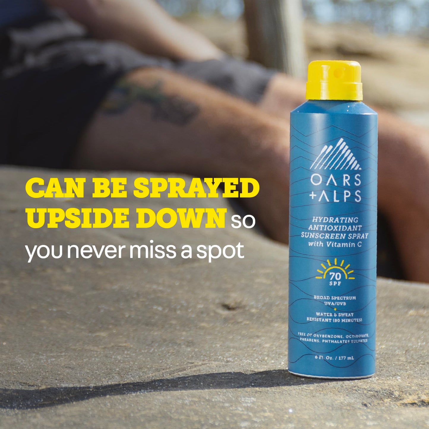Oars + Alps SPF 70 Face & Body Broad Spectrum Sunscreen Spray | Fast-Absorbing, Lightweight, Non-Greasy, Hawaii Reef Act 104 Compliant, Water-Resistant, Octinoxate + Oxybenzone Free, 6 Oz, 1 Pack