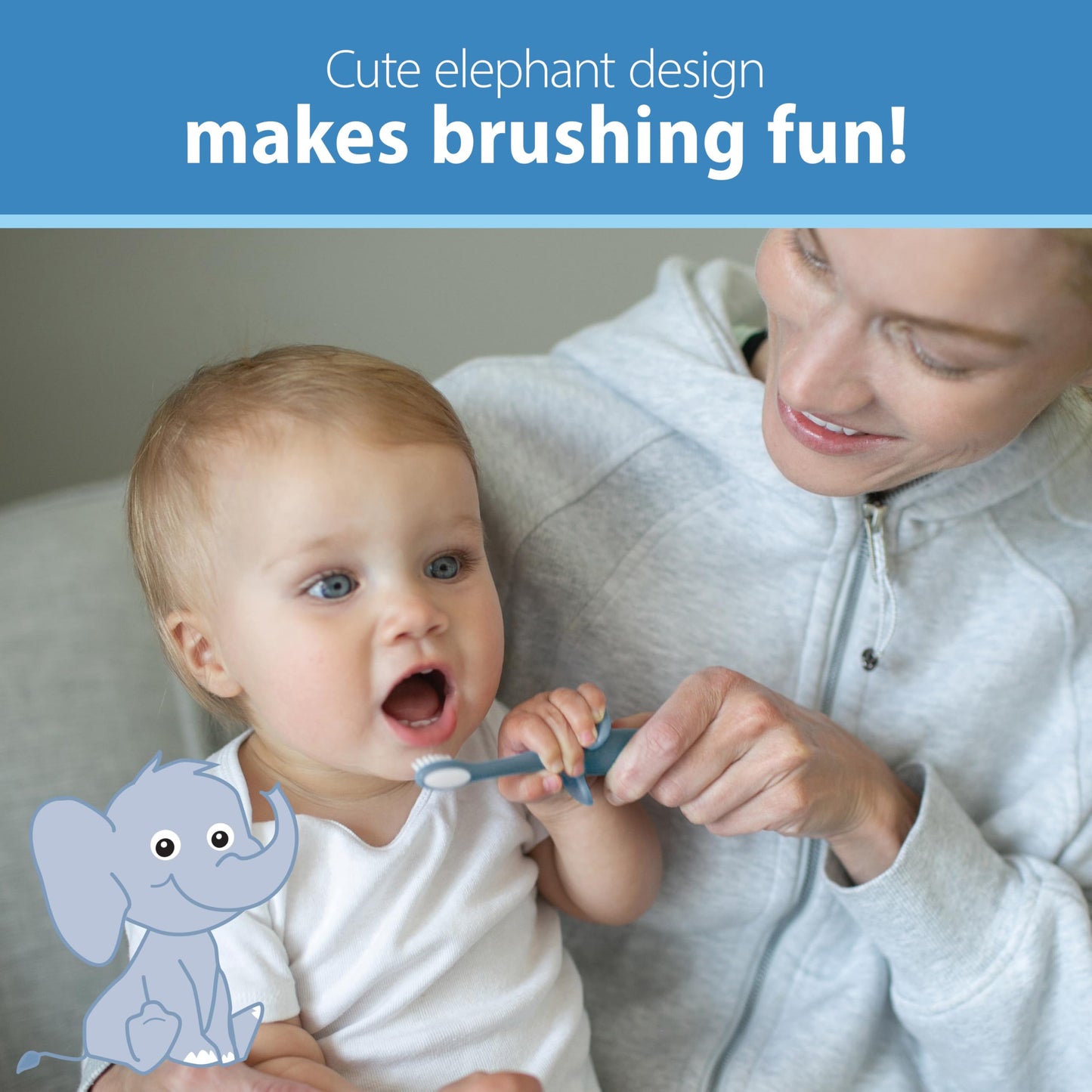 Dr. Brown's Infant-to-Toddler Toothbrush, Elephant, Blue, 0-3 Years