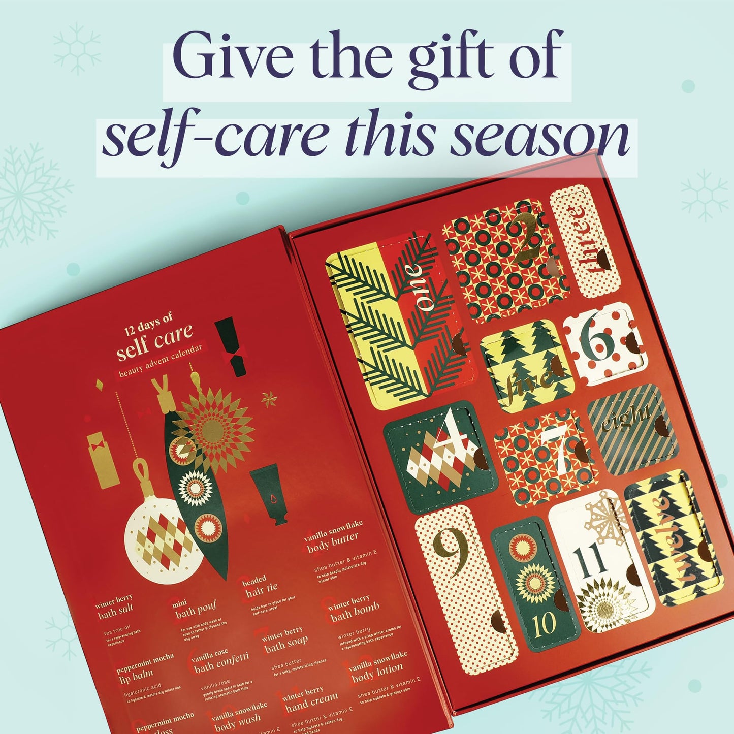 SpaLife Holiday 12-Day Beauty Advent Calendar – Travel-Friendly Skincare – Gift Set – 12 Days of Self-Care Spa Set – Body Care Skin Care – SpaLife Holiday Stocking Stuffer