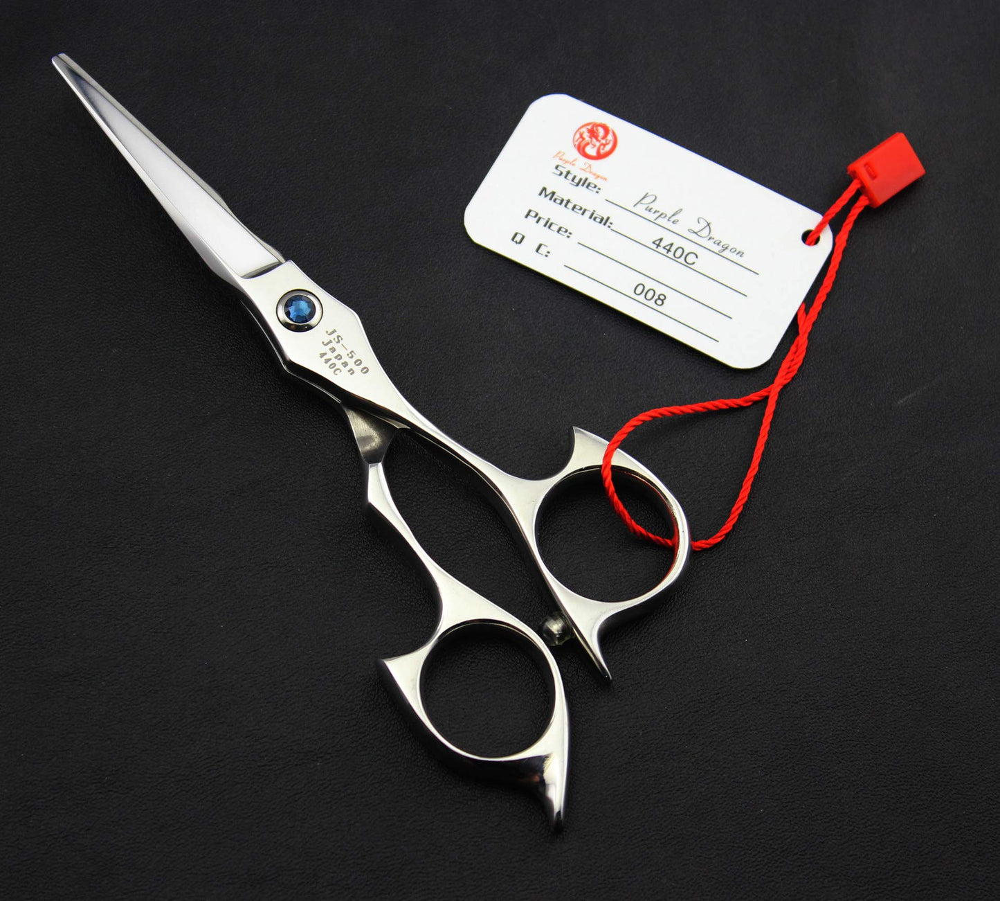 Purple Dragon 5.0 inch 440C Sliver Salon Hair Cutting Scissors Barber Shears with Bag- Perfect for Professional Hairdresser