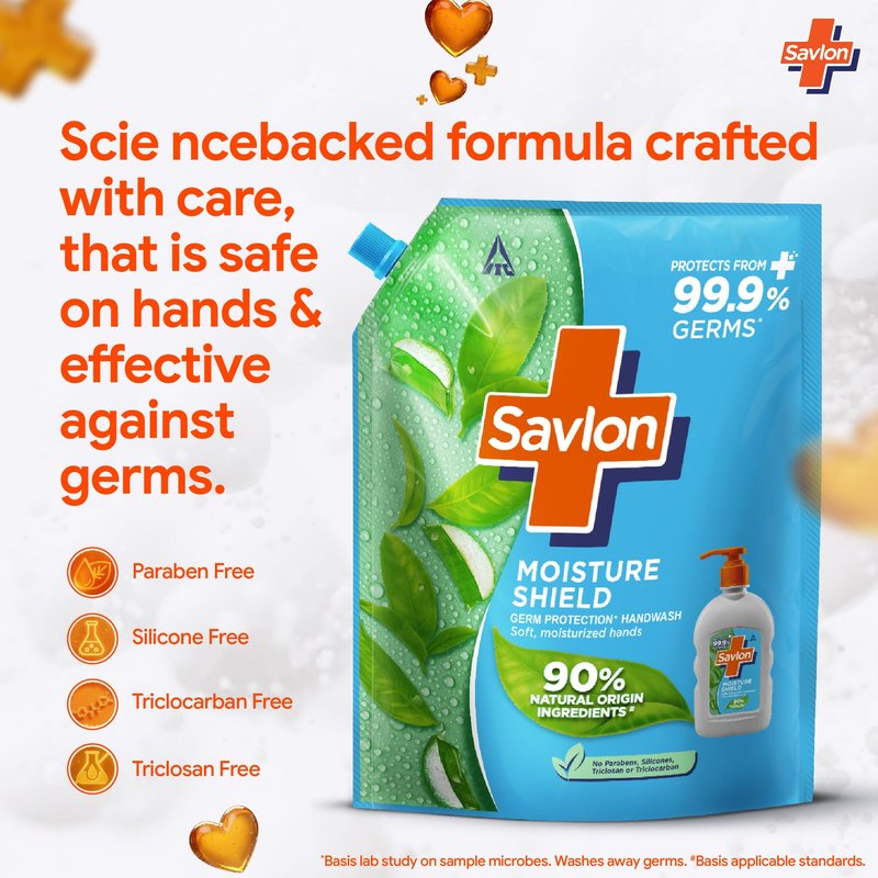 Savlon Moisture Shield Germ Protection Liquid Handwash Refill Pouch, 1500ml