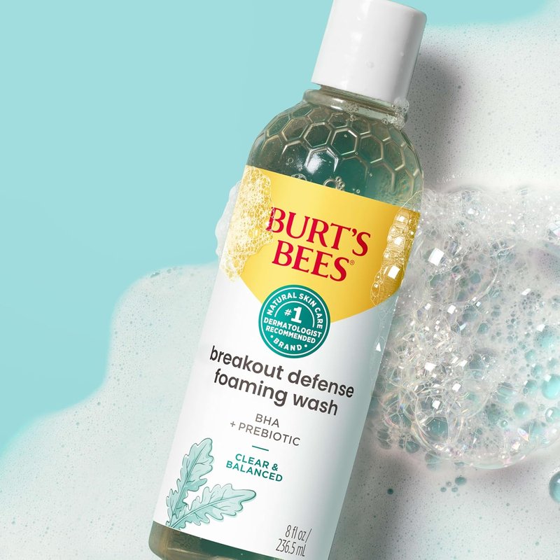 Burt's Bees Foaming Face Wash - BHA Breakout Defense Cleanser for All Skin Types | 8 Oz.