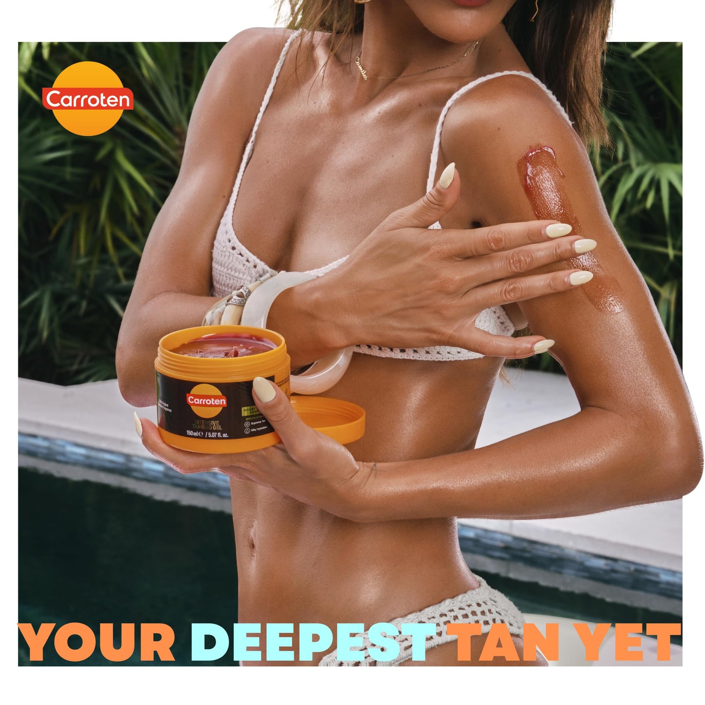 Carroten Intensive Tanning Gel | Browning Tan Accelerator | Non-Greasy, Water-Resistant with Carrot and Coconut Oil | Vitamin A & E For Moisture & Hydration | Made in Greece | 5 oz + Spatula