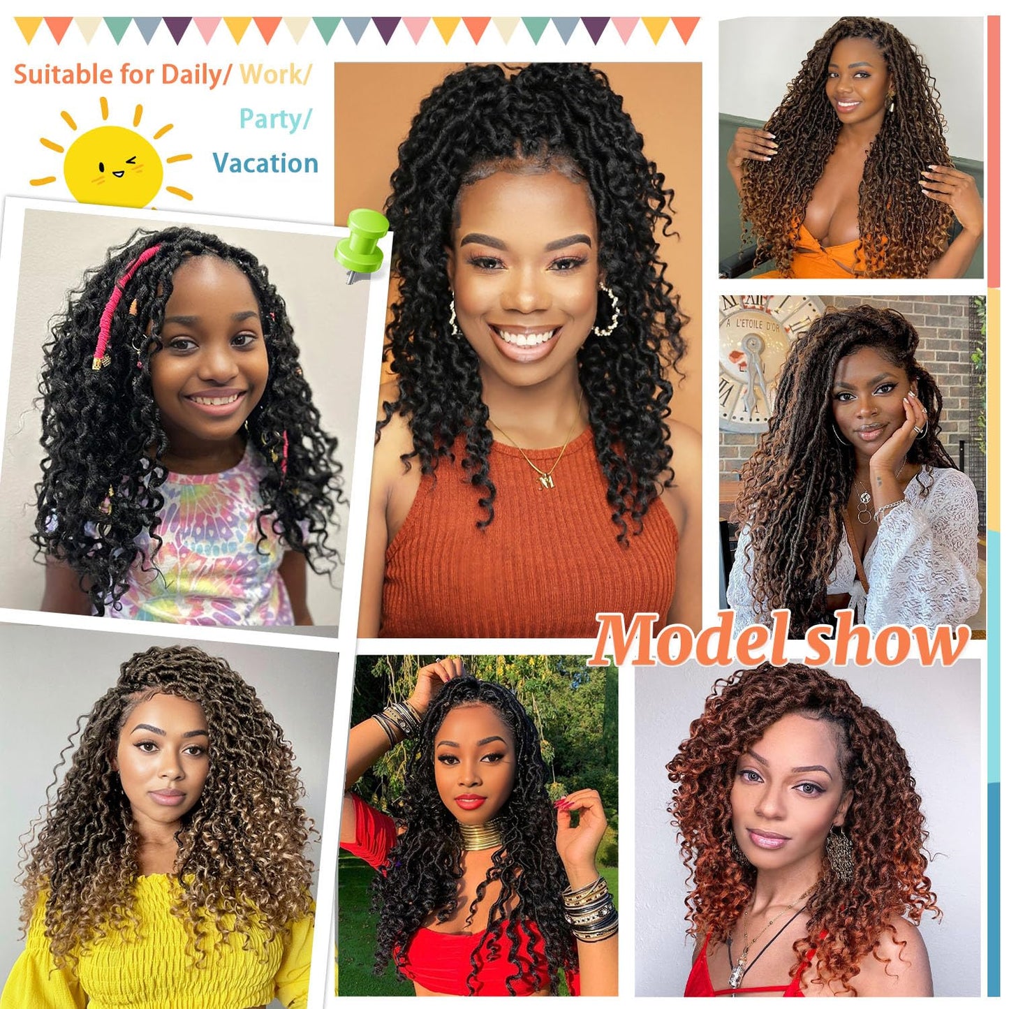 Forevery Goddess Locs Crochet Hair 14 Inch Faux Locs Crochet Hair Pre Looped Crochet Hair for Black Women 6 Packs Crochet Locs with Curly Ends