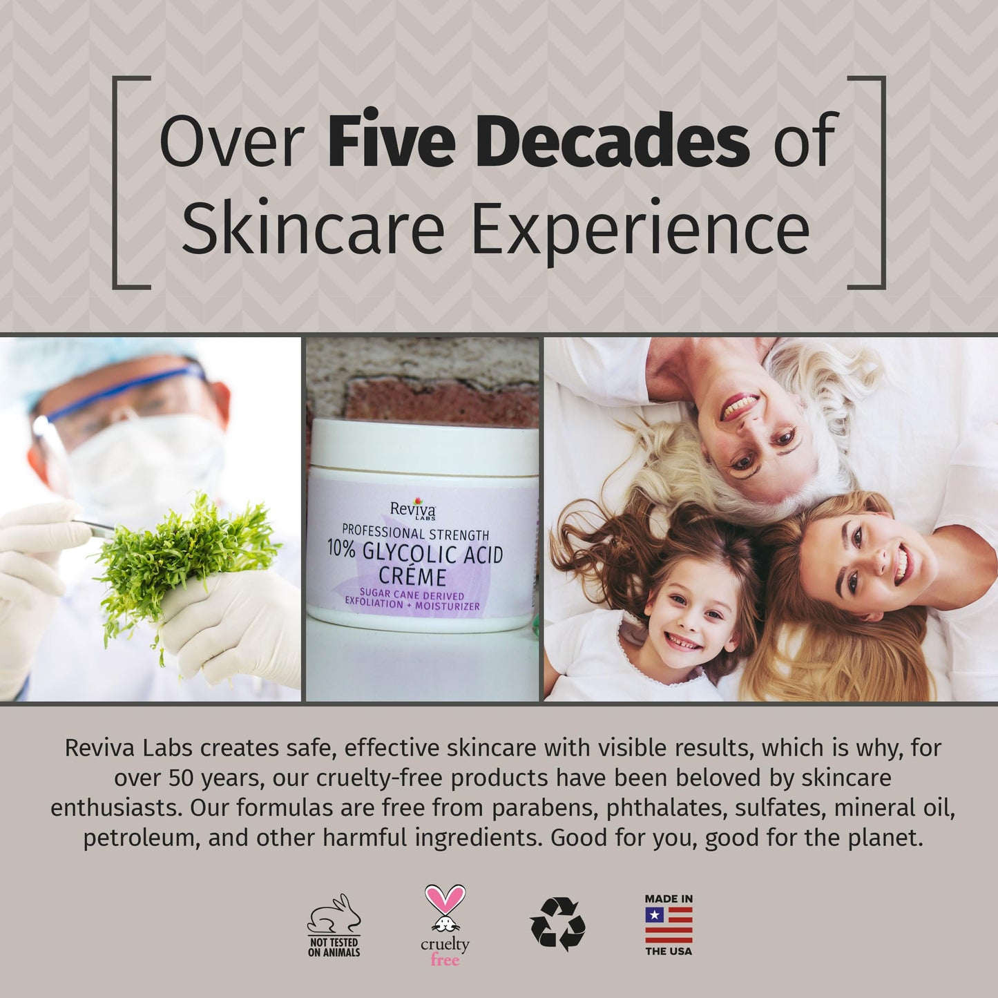 Reviva Labs 10% Glycolic Acid Creme Daily Moisturizer and Mild Exfoliant - Natural Sugar Cane Derived Alpha Hydroxy Acid Face Cream, Acido Glicolico Crema