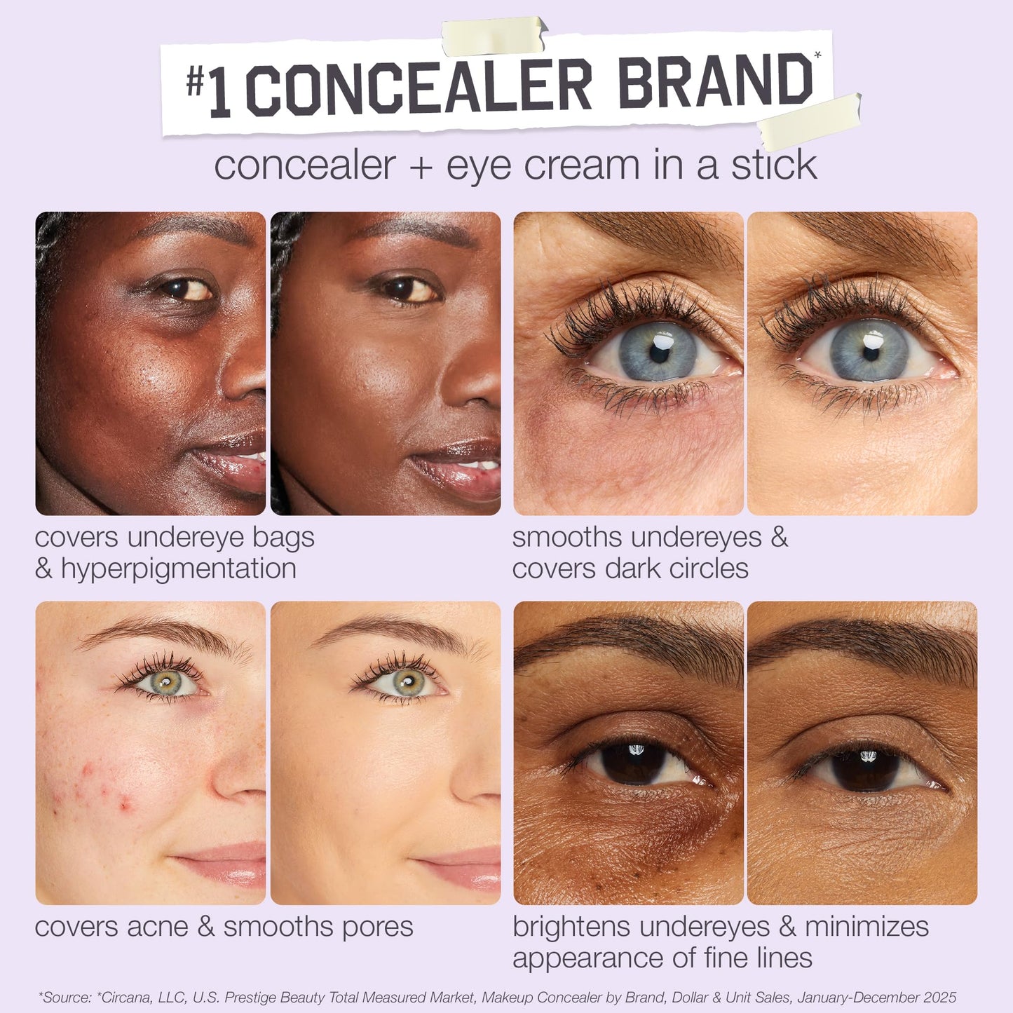 tarte shape tape blur concealer stick - Full Coverage Crease-Proof Makeup, Diamond-Shaped Precision Tip for Instant Eye Lift Effect, 50% Skin-loving Ingredients, Vegan & Cruelty-Free full size, 22N