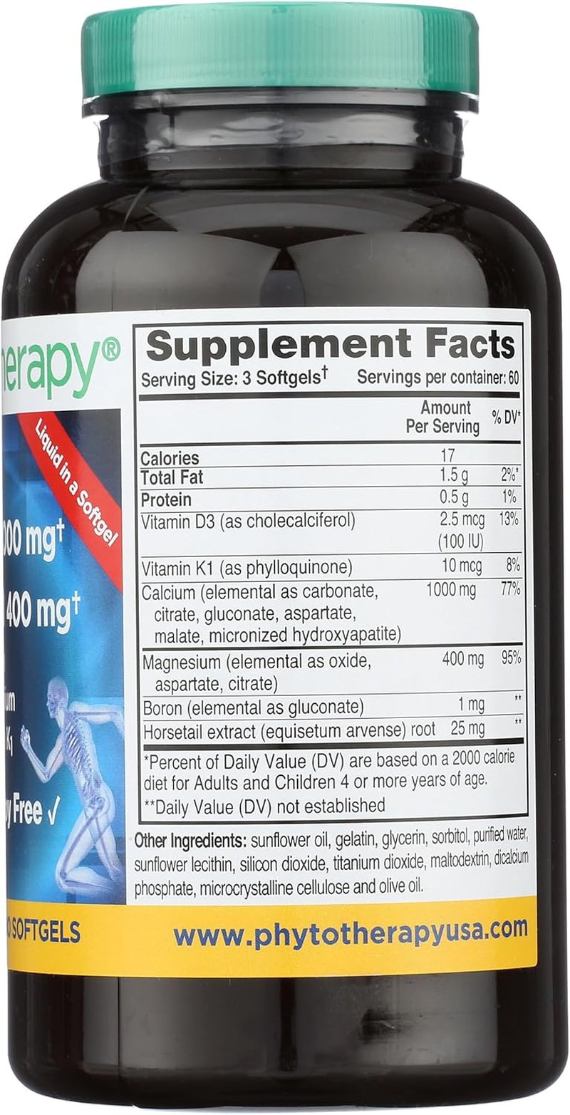 Liquid Calcium with Magnesium Softgels - 1000 mg, 180 Count for Bone Health Support