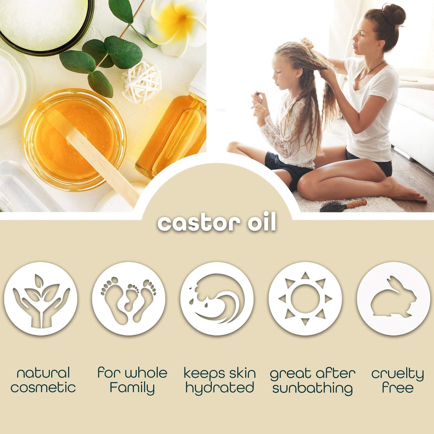 Castor Oil Pure Carrier Oil - Cold Pressed Castor Oil for Essential Oils Mixing Natural Skin Moisturizer Body & Face, Eyelash Caster Oil, Eyelashes Eyebrows Lash & Hair Growth Serum 1 Gallon