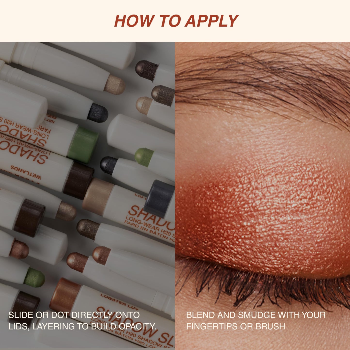 Freck Beauty SHADOW SLIDE Long Wear H2O Shadow Stick | Creamy, Waterproof Eyeshadow Crayon, Highly Pigmented, Smudge-Resistant, Easy Glide for All-Day Wear | Lid Drip (Warm Champagne)
