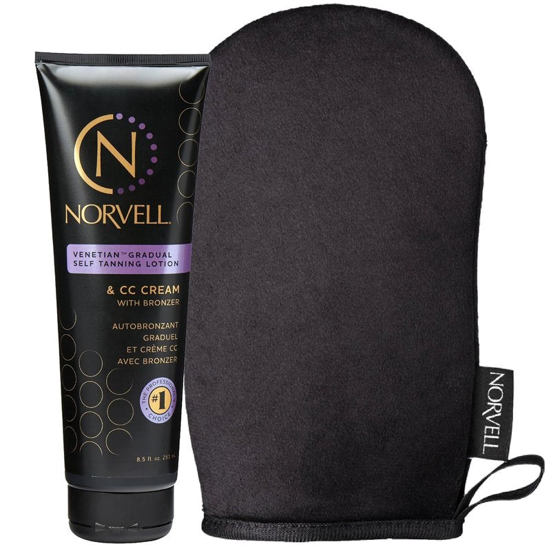 Norvell Self Tan Extender Lotion Bundle - 8.5 Fl. Oz. Tanning Moisturizer + Streak-Free Applicator Mitt