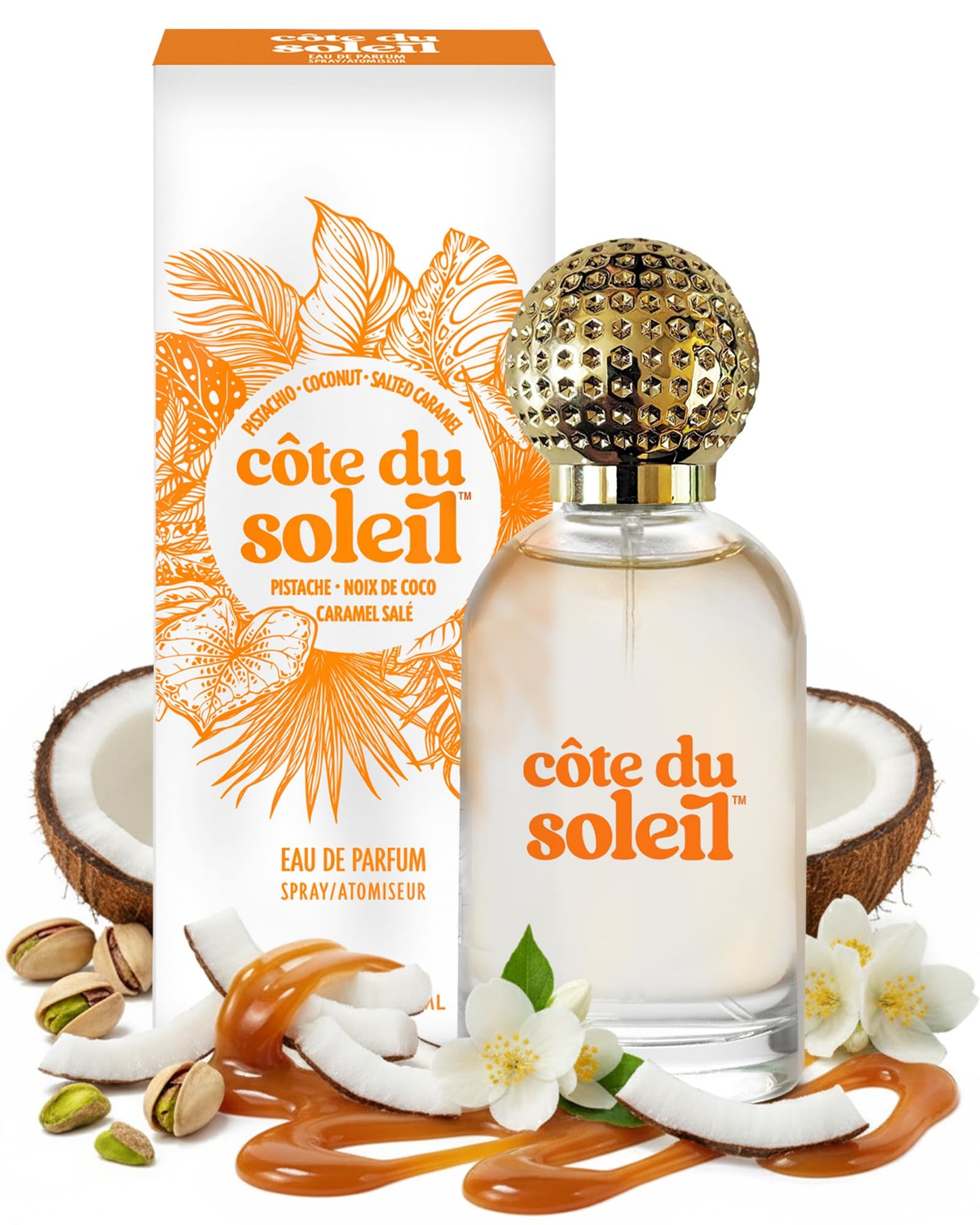 PB ParfumsBelcam Côte du Soleil Eau de Parfum for Women – Warm Beachy Gourmand Scent with Pistachio, Coconut & Salted Caramel – Long-Lasting Women’s Fragrance, Everyday Luxury Perfume, 3.4 fl oz