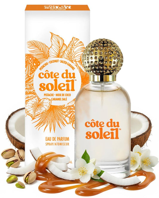 PB ParfumsBelcam Côte du Soleil Eau de Parfum for Women – Warm Beachy Gourmand Scent with Pistachio, Coconut & Salted Caramel – Long-Lasting Women’s Fragrance, Everyday Luxury Perfume, 3.4 fl oz