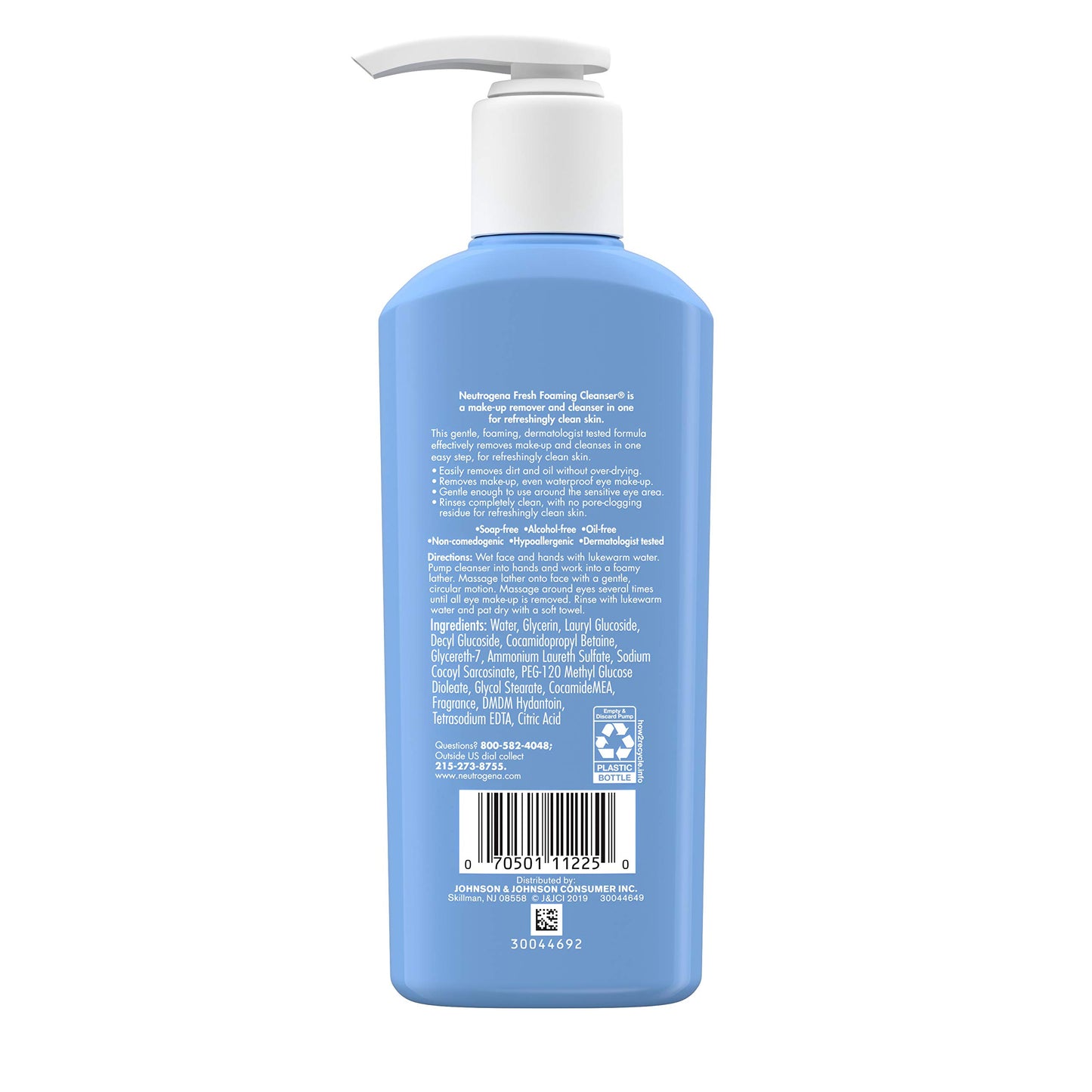 Neutrogena Fresh Foaming Gentle Daily Facial Cleanser & Makeup Remover, Oil-, Soap- & Alcohol-Free, Removes Dirt, Oil & Waterproof Makeup, Non-Comedogenic & Hypoallergenic, 9.6 fl. oz