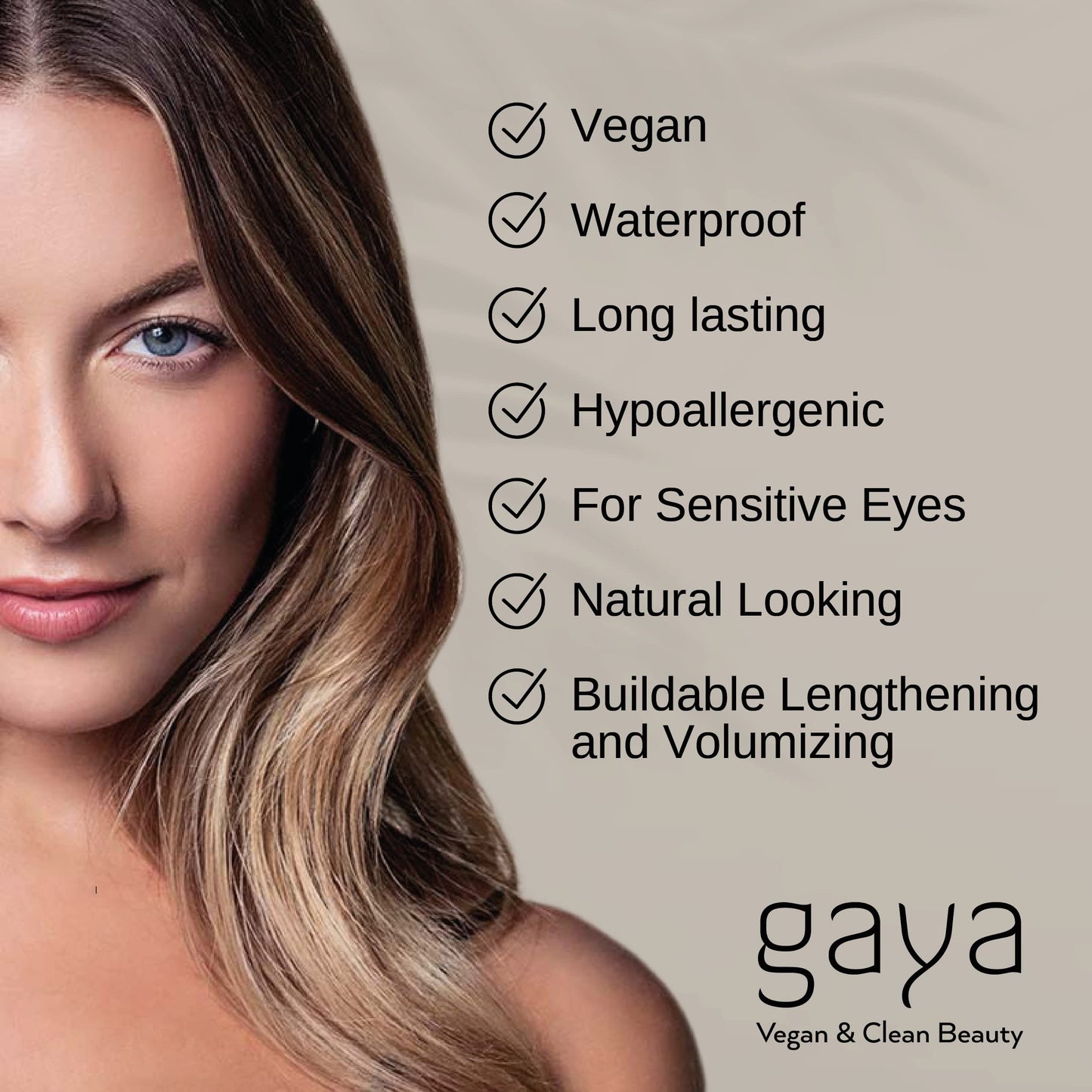 Vegan Black & Brown Mascara for Sensitive Eyes, Natural Hypoallergenic mascara, Lengthening and Volumizing for Natural Looking, Cruelty Free, Ophthalmologist Tested- By Gaya cosmetics