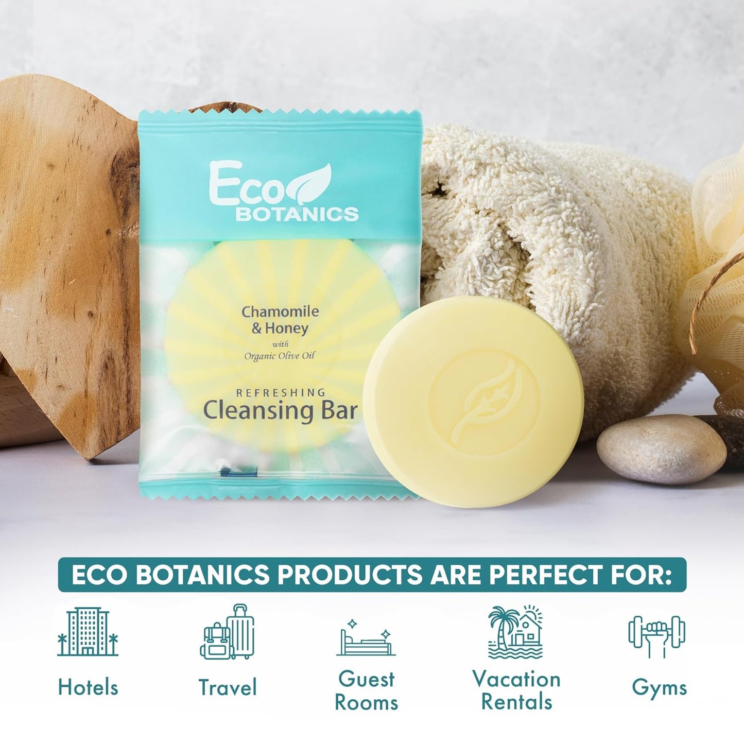 Eco Botanics Travel Size Cleansing Soap Bar | 100 Count, Paraben-Free, White Tea & Aloe Scent, 0.5 oz
