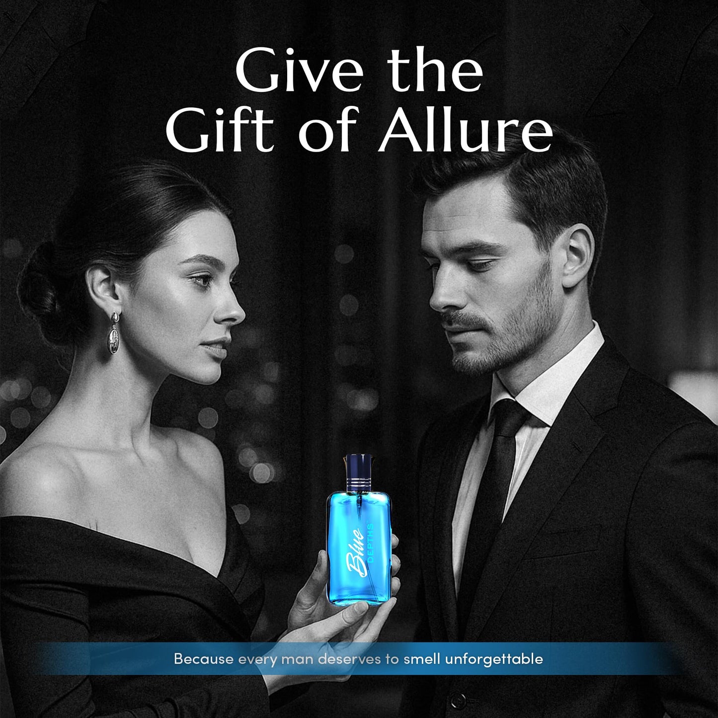 PB ParfumsBelcam Blue Depths Eau de Toilette Fragrance Spray - 3.4 Fl Oz. Fresh Aquatic Cologne for Men with Crisp Citrus, Warm Musk & Amber Scent, Crafted with Premium Oils for Day & Night Use