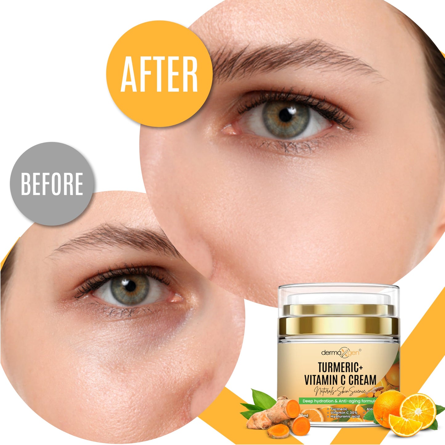 Turmeric Face Cream + 30% Vitamin C Glow Boosting Moisturizer & Skin Repairing, Hydrating with Organic Ingredients Anti-Aging Facial Cream, Normal, Dry, Oily & Combination Skin - 1.7 FL OZ